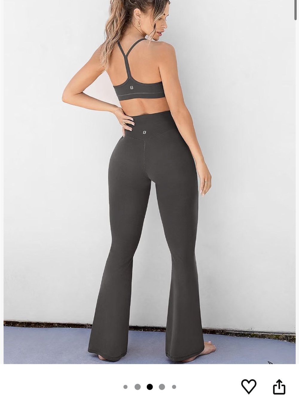 High-Waist Flared Active Pants - Charcoal